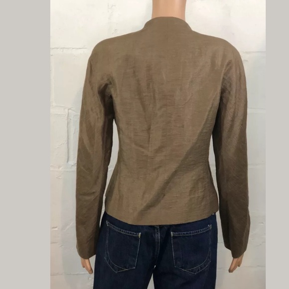 Lafayette 148 Linen Blend Jacket 4 Brown Zip Up - Picture 3 of 6